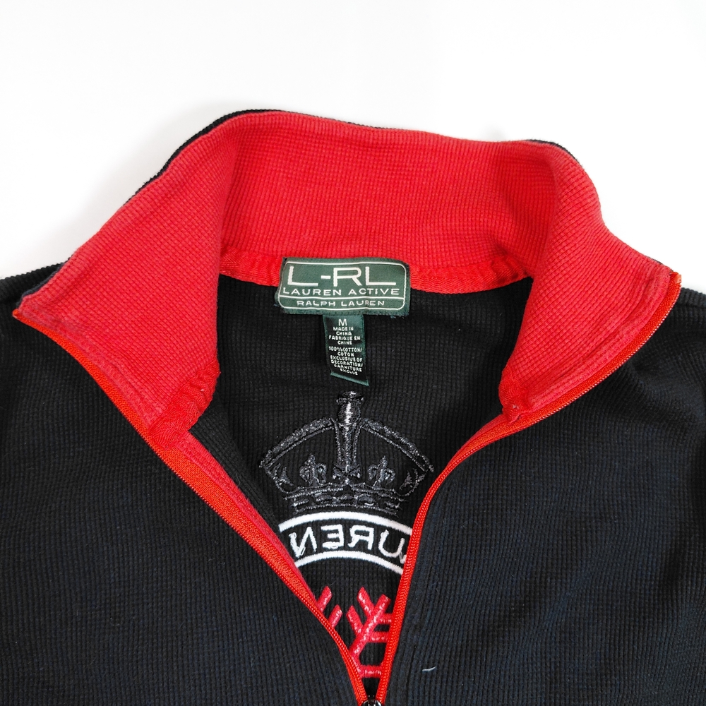 Ralph Lauren Women’s Active Long Sleeve 1/4 Zip LXVII Embroidered Black Size M - Picture 3 of 11